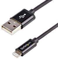 STARTECH USBLT2MB USB Cable, Type A Plug to Lightning Plug, 2 m, 6.6 ft, USB 2.0, Black
