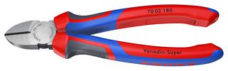 KNIPEX 70 02 180 Cutter, Side, 180 mm, Diagonal, 3 mm, 62 °, Knipex - Side Cutters