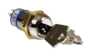 E-SWITCH KO129EA126. KEY OPERATED SW, 4A, 125VAC, 1 POS, PANL