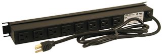 HAMMOND 1583H8A1BK OUTLET STRIP, RACK MOUNT, 8, 15A, 6FT