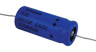 Vishay 53D222G063HL6 Aluminum Electrolytic Capacitor 2200Uf, 63V, 10%, Axial , Element14