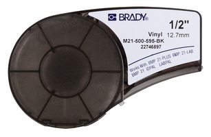 BRADY M21-500-595-BK. LABELING TAPE, VINYL, 0.5" X 21FT, WHITE